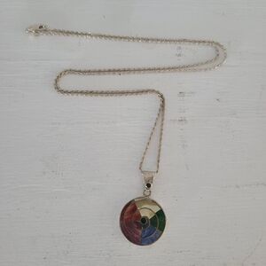 Vintage Handmade Peruvian 950 Silver Spiral Pachamama Necklace